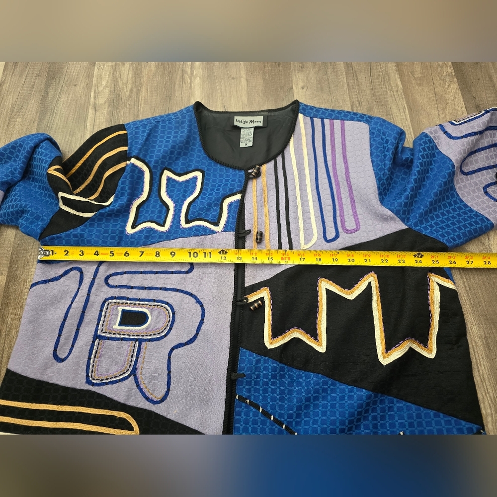 Indigo Moon Boho Patchwork Colorful Geometric Jac… - image 8